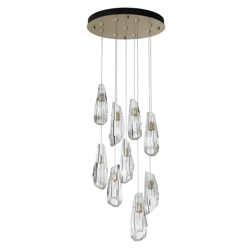 Hubbardton Forge Luma 9-Light Crystal Pendant Chandelier with Customizable Finishes and Dimmable Feature