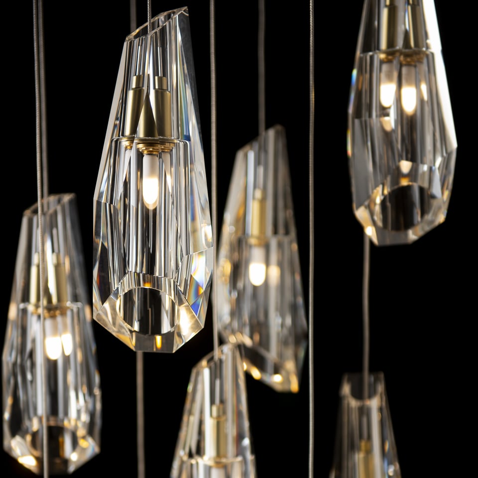 Hubbardton Forge Luma 9-Light Crystal Pendant Chandelier with Customizable Finishes and Dimmable Feature