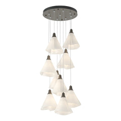 Mobius 9-Light Pendant by Hubbardton Forge with Spun Frost Shades and Customizable Finishes