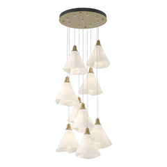 Mobius 9-Light Pendant by Hubbardton Forge with Spun Frost Shades and Customizable Finishes