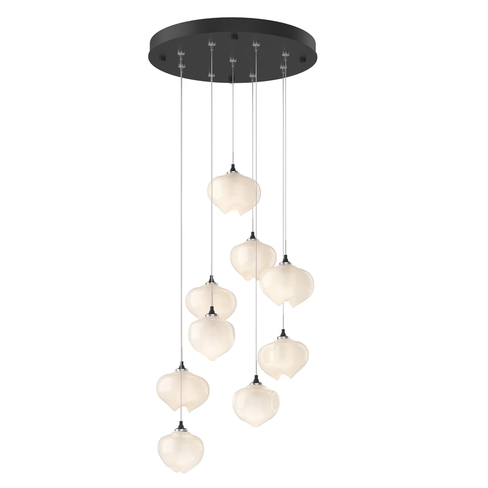 Ume 9-Light Pendant by Hubbardton Forge - Adjustable Height, Dimmable, Unique Frosted Glass Shades