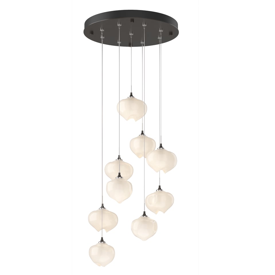 Ume 9-Light Pendant by Hubbardton Forge - Adjustable Height, Dimmable, Unique Frosted Glass Shades