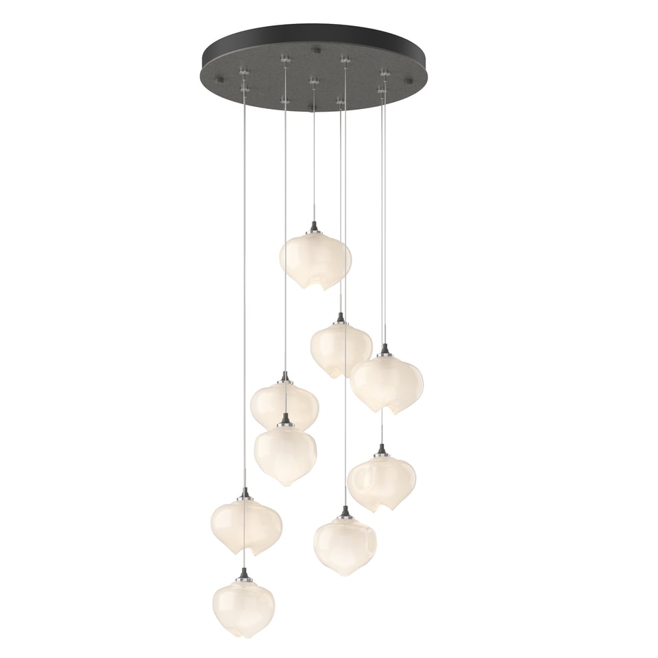 Ume 9-Light Pendant by Hubbardton Forge - Adjustable Height, Dimmable, Unique Frosted Glass Shades