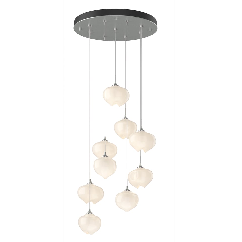 Ume 9-Light Pendant by Hubbardton Forge - Adjustable Height, Dimmable, Unique Frosted Glass Shades