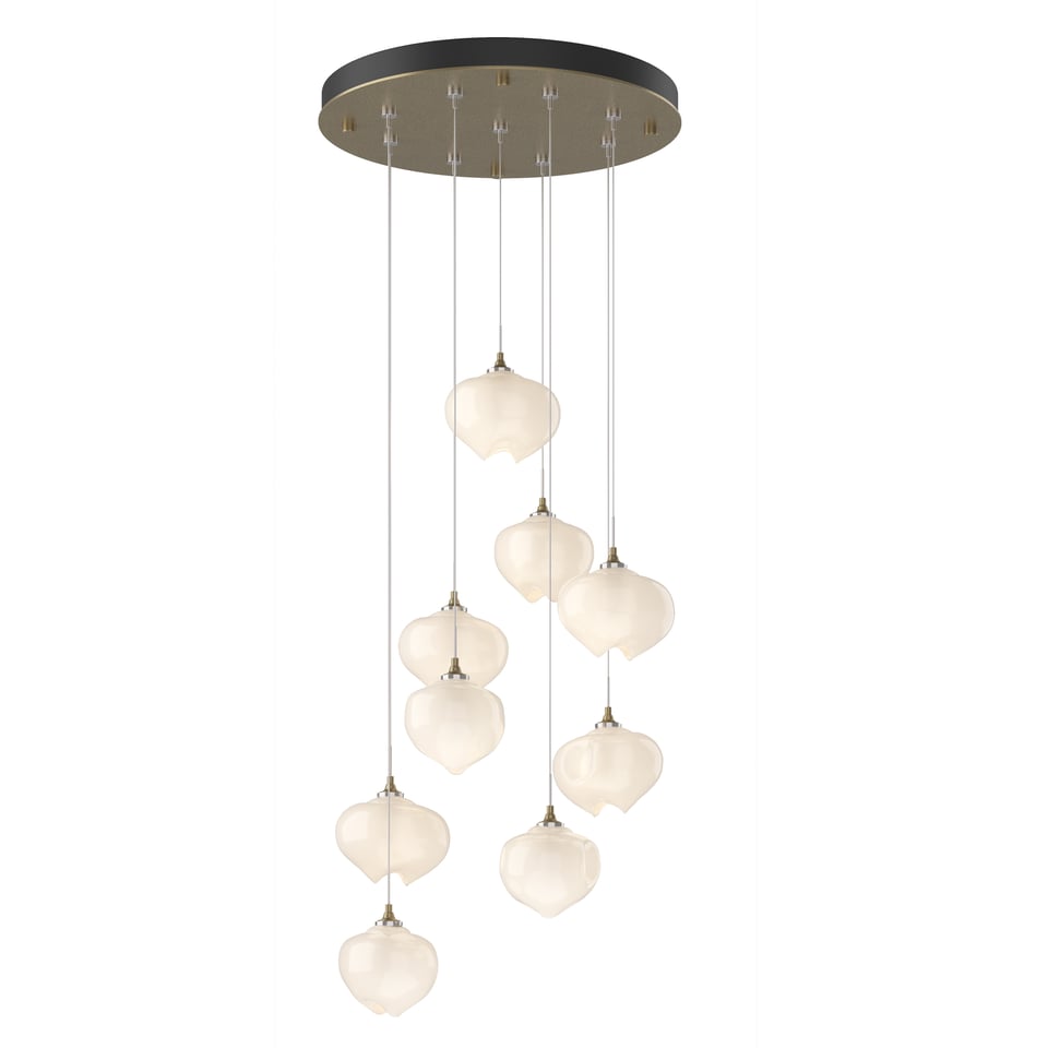 Ume 9-Light Pendant by Hubbardton Forge - Adjustable Height, Dimmable, Unique Frosted Glass Shades