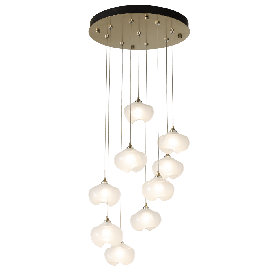 Ume 9-Light Pendant by Hubbardton Forge - Adjustable Height, Dimmable, Unique Frosted Glass Shades