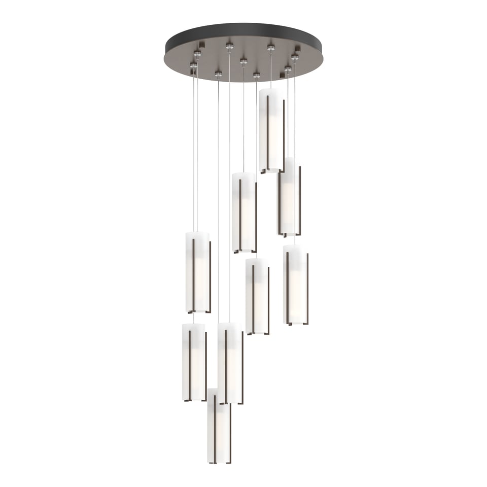 Exos Glass 9-Light Pendant By Hubbardton Forge - Dimmable Modern Design With Opal Shades