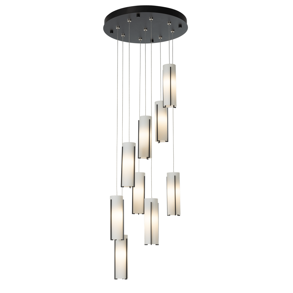 Exos Glass 9-Light Pendant By Hubbardton Forge - Dimmable Modern Design With Opal Shades