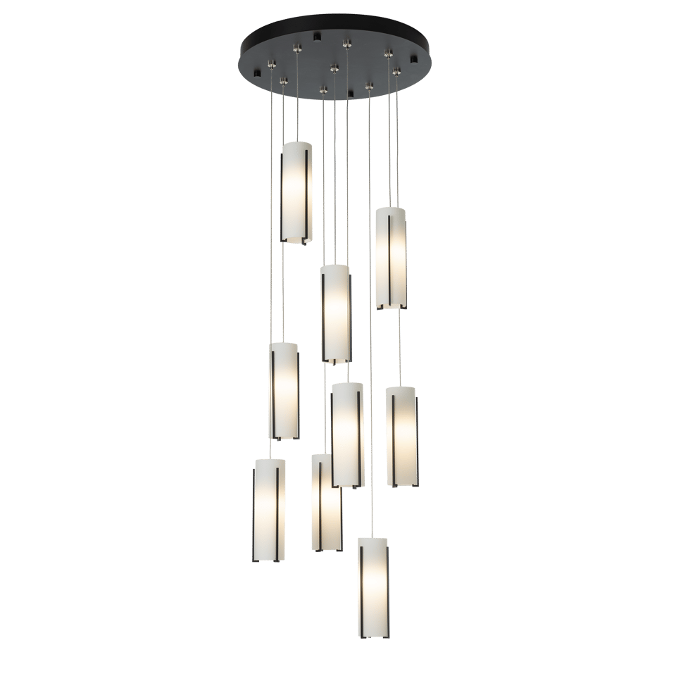 Exos Glass 9-Light Pendant By Hubbardton Forge - Dimmable Modern Design With Opal Shades