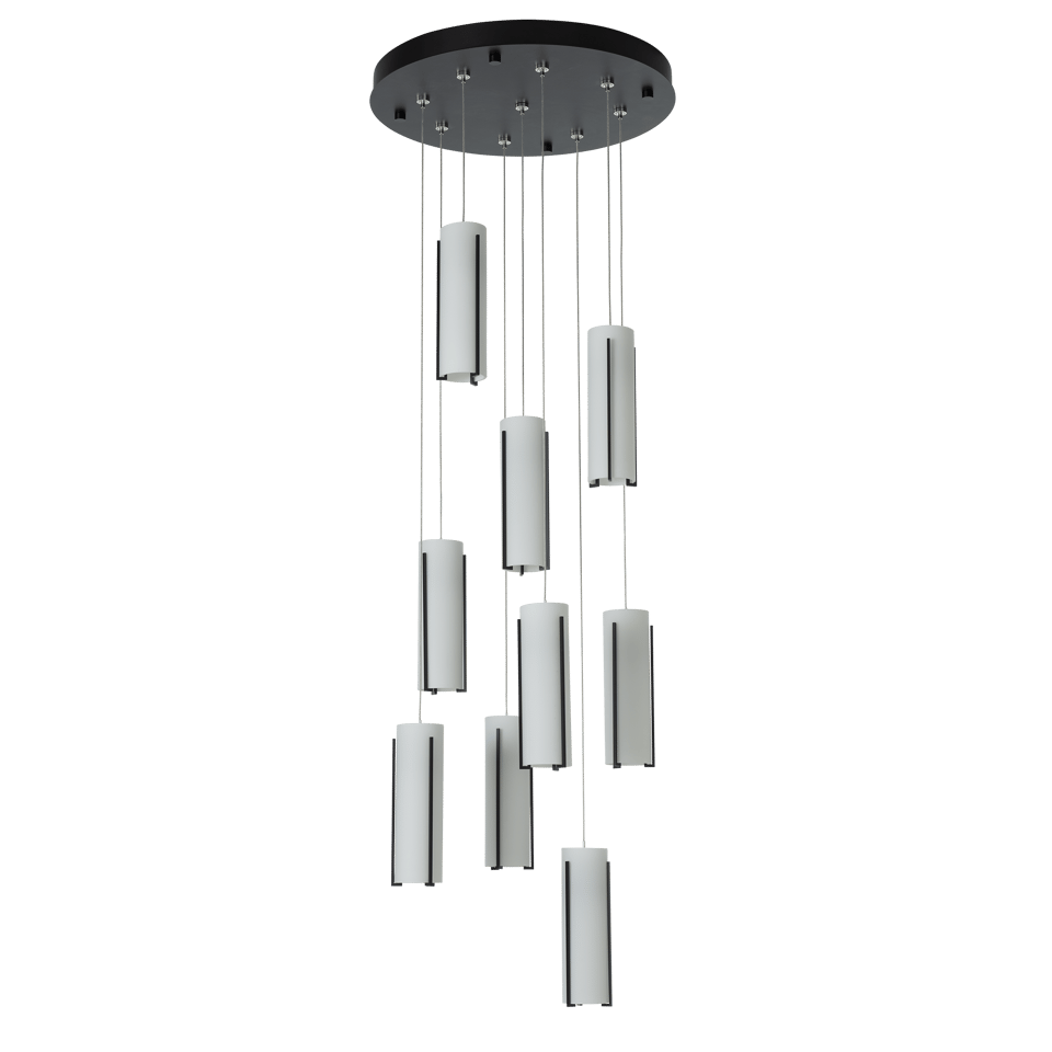 Exos Glass 9-Light Pendant By Hubbardton Forge - Dimmable Modern Design With Opal Shades