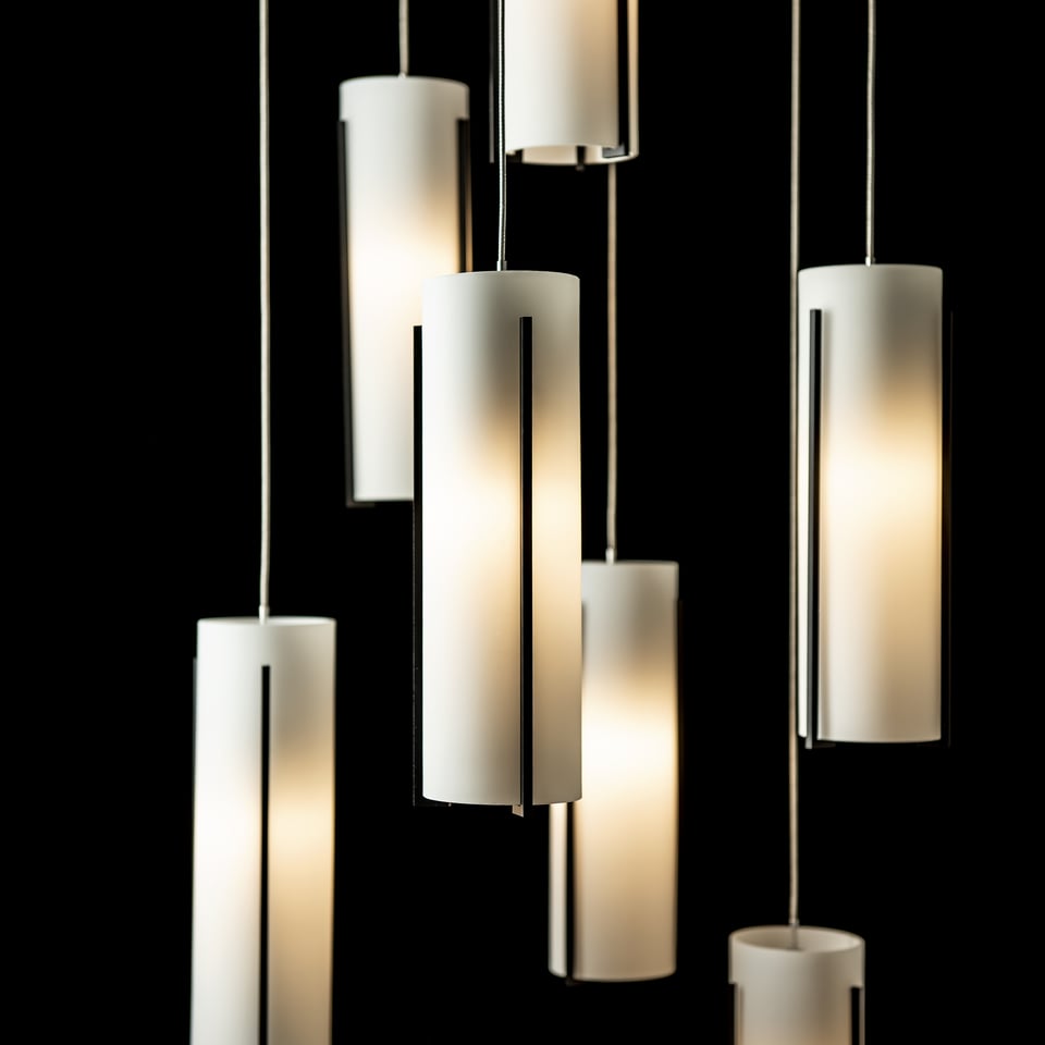 Exos Glass 9-Light Pendant By Hubbardton Forge - Dimmable Modern Design With Opal Shades