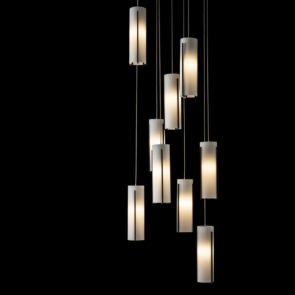 Exos Glass 9-Light Pendant By Hubbardton Forge - Dimmable Modern Design With Opal Shades