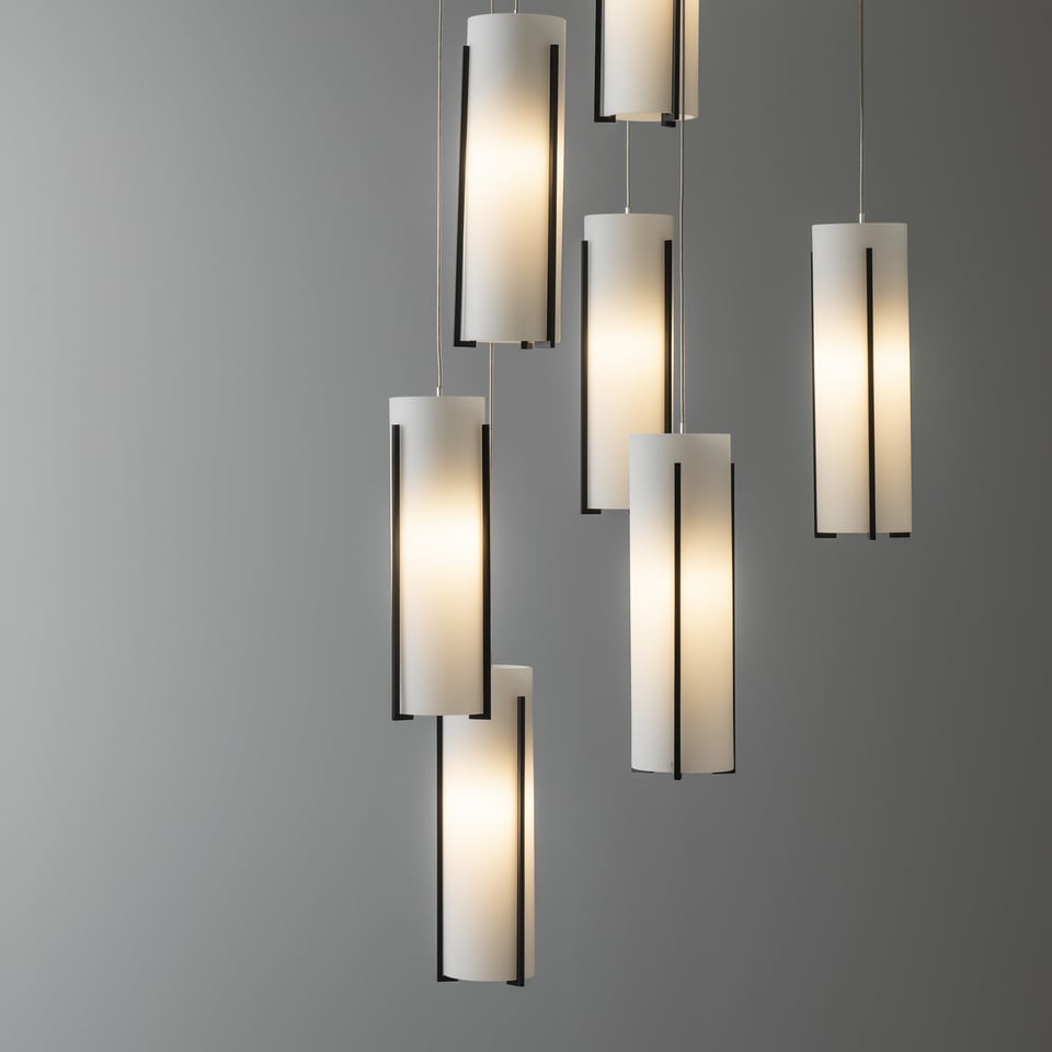 Exos Glass 9-Light Pendant By Hubbardton Forge - Dimmable Modern Design With Opal Shades