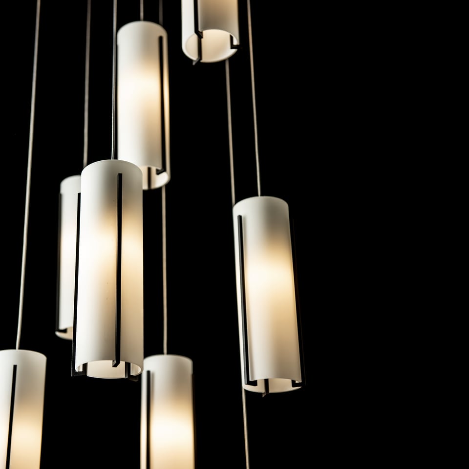 Exos Glass 9-Light Pendant By Hubbardton Forge - Dimmable Modern Design With Opal Shades