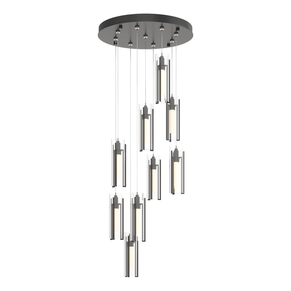 Exos Glass 9-Light Pendant By Hubbardton Forge - Dimmable Modern Design With Opal Shades