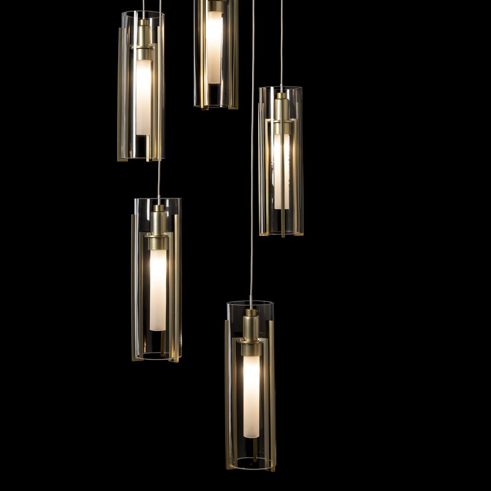 Exos Glass 9-Light Pendant By Hubbardton Forge - Dimmable Modern Design With Opal Shades