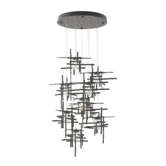 Hubbardton Forge Tura 9-Light Seeded Glass Pendant Chandelier with Handcrafted Design and Dimmable Lighting