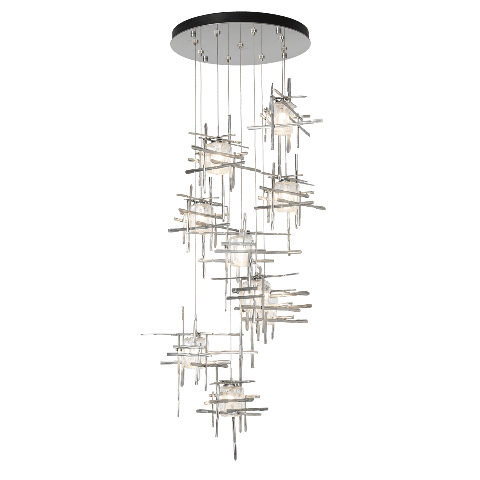 Hubbardton Forge Tura 9-Light Seeded Glass Pendant Chandelier with Handcrafted Design and Dimmable Lighting