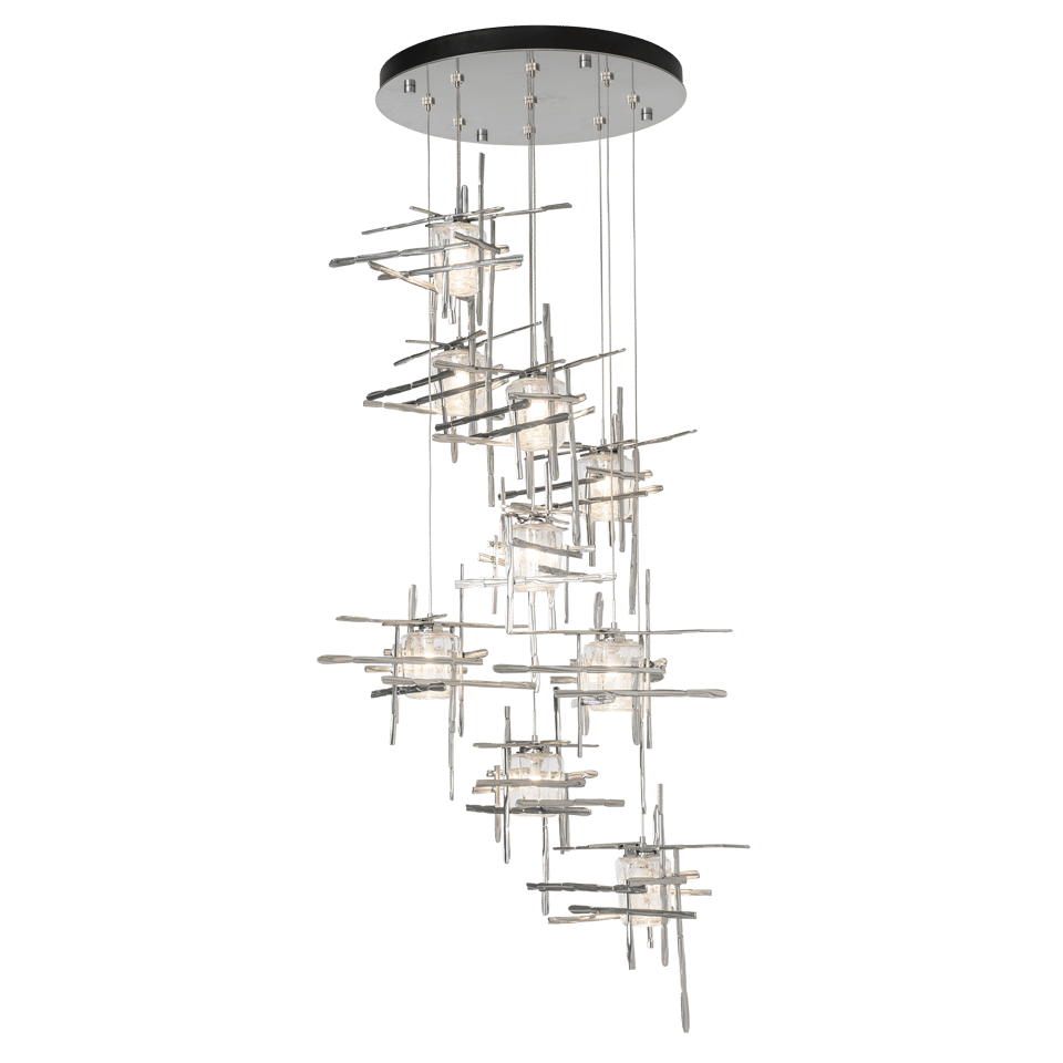 Hubbardton Forge Tura 9-Light Seeded Glass Pendant Chandelier with Handcrafted Design and Dimmable Lighting