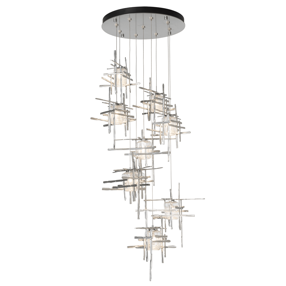 Hubbardton Forge Tura 9-Light Seeded Glass Pendant Chandelier with Handcrafted Design and Dimmable Lighting