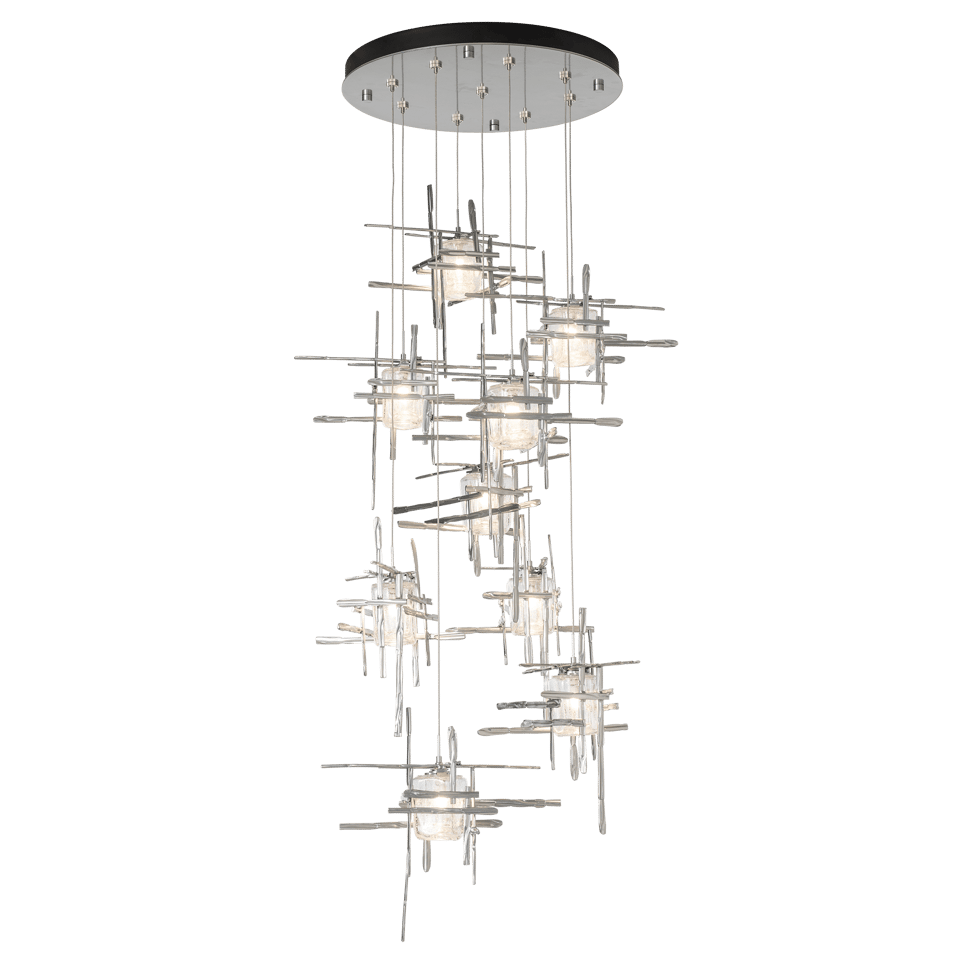 Hubbardton Forge Tura 9-Light Seeded Glass Pendant Chandelier with Handcrafted Design and Dimmable Lighting