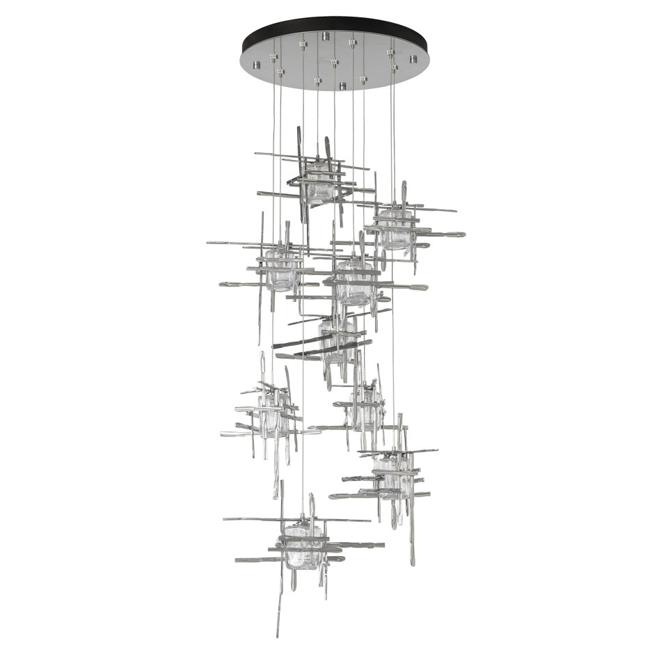 Hubbardton Forge Tura 9-Light Seeded Glass Pendant Chandelier with Handcrafted Design and Dimmable Lighting