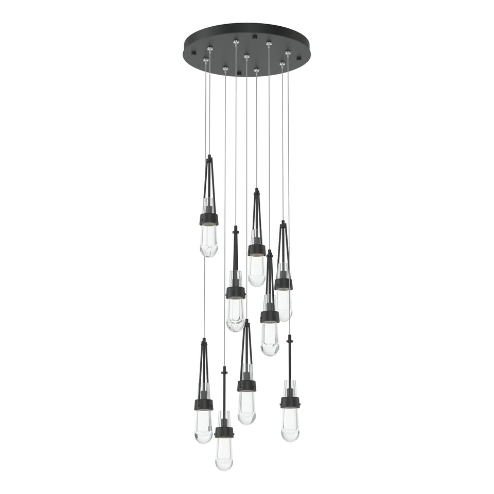 Link 9-Light Clear Glass Pendant by Hubbardton Forge - Dimmable, Versatile Design for Modern Spaces