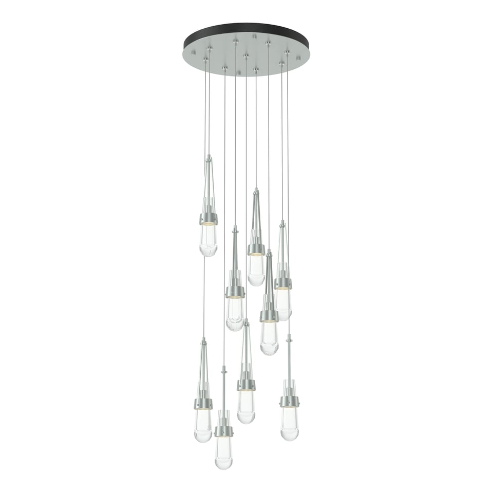 Link 9-Light Clear Glass Pendant by Hubbardton Forge - Dimmable, Versatile Design for Modern Spaces