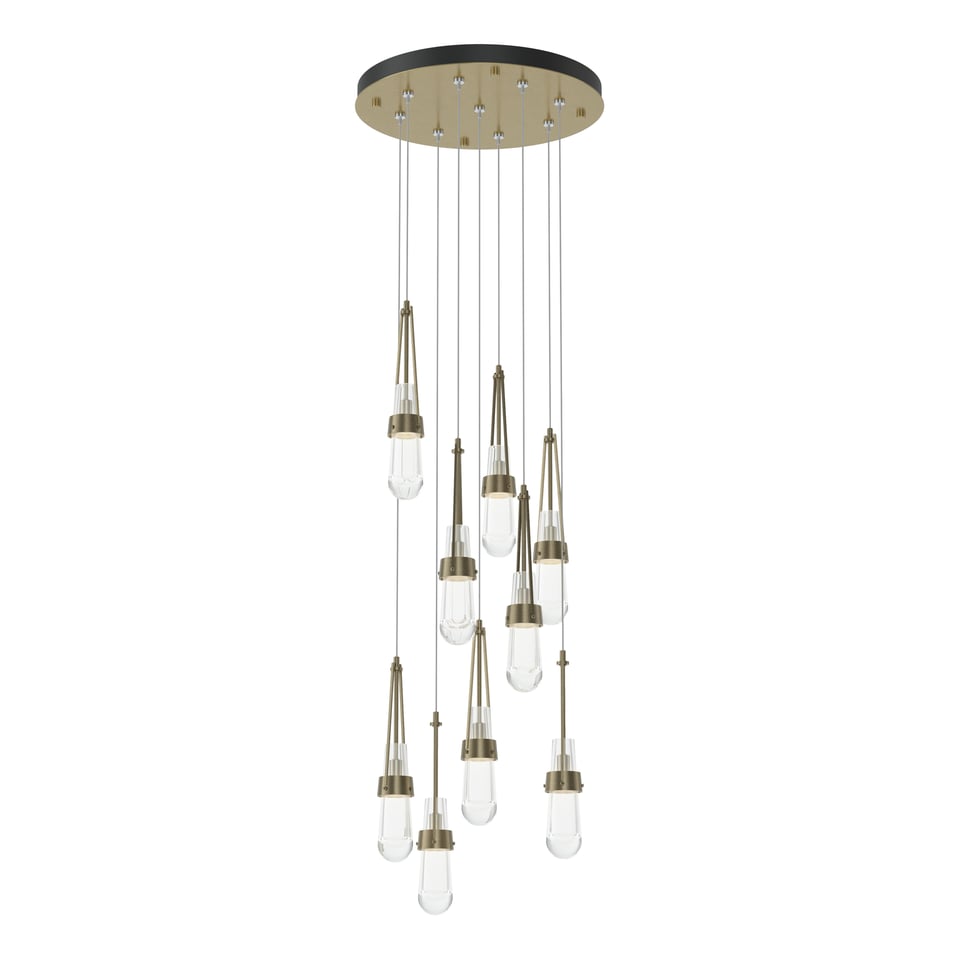 Link 9-Light Clear Glass Pendant by Hubbardton Forge - Dimmable, Versatile Design for Modern Spaces