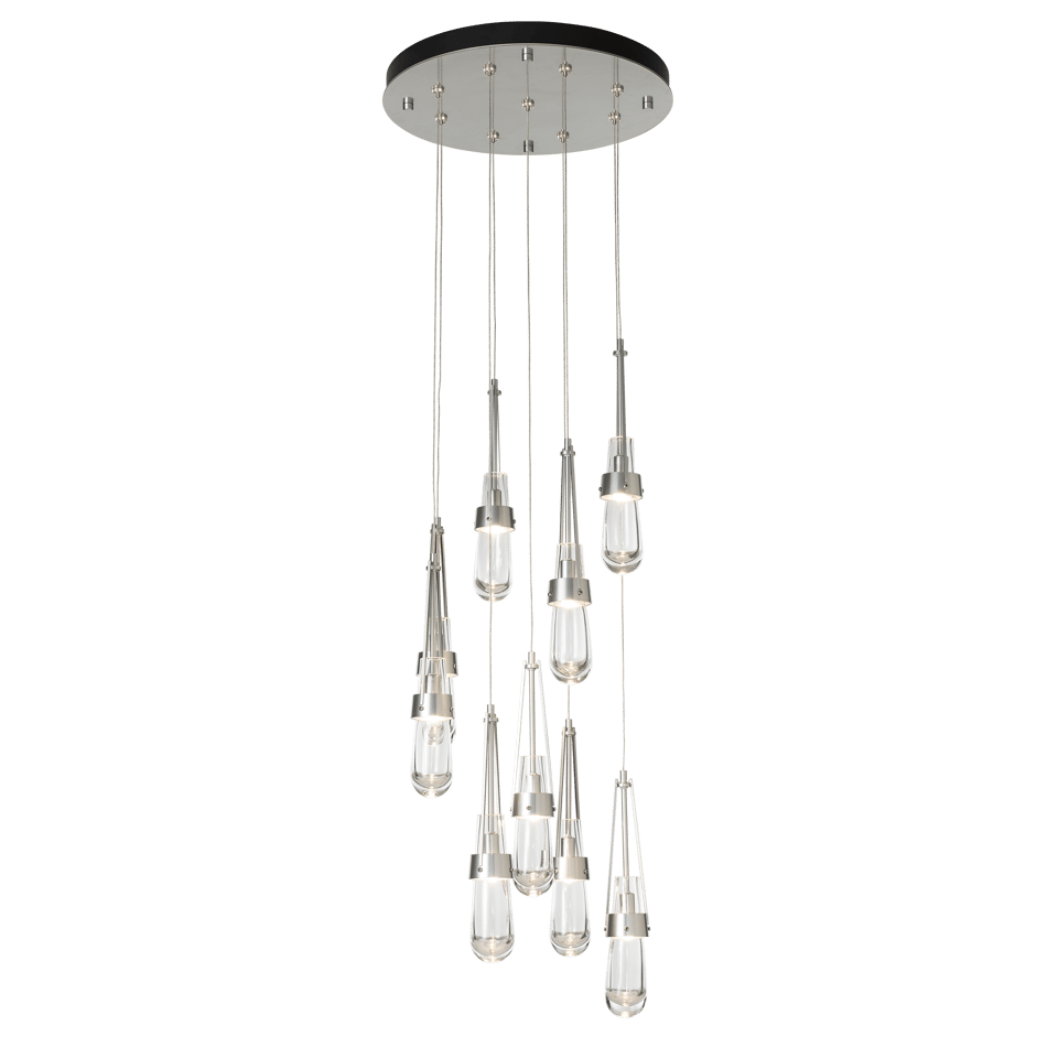 Link 9-Light Clear Glass Pendant by Hubbardton Forge - Dimmable, Versatile Design for Modern Spaces