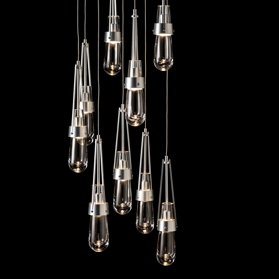 Link 9-Light Clear Glass Pendant by Hubbardton Forge - Dimmable, Versatile Design for Modern Spaces