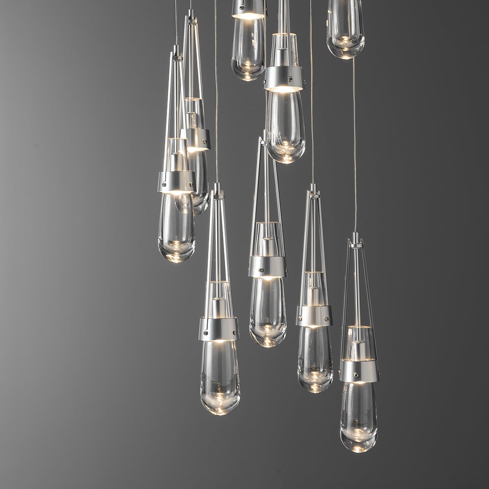 Link 9-Light Clear Glass Pendant by Hubbardton Forge - Dimmable, Versatile Design for Modern Spaces