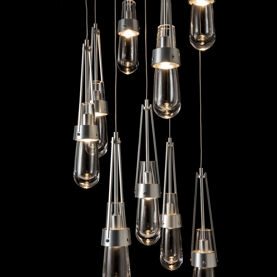 Link 9-Light Clear Glass Pendant by Hubbardton Forge - Dimmable, Versatile Design for Modern Spaces