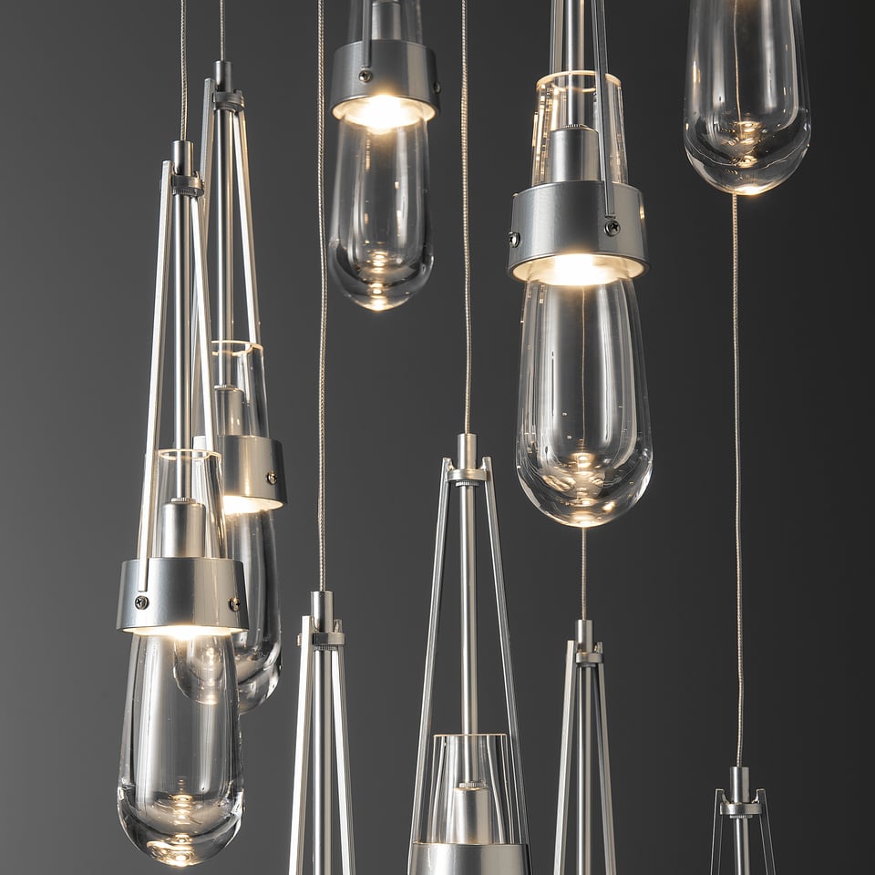 Link 9-Light Clear Glass Pendant by Hubbardton Forge - Dimmable, Versatile Design for Modern Spaces