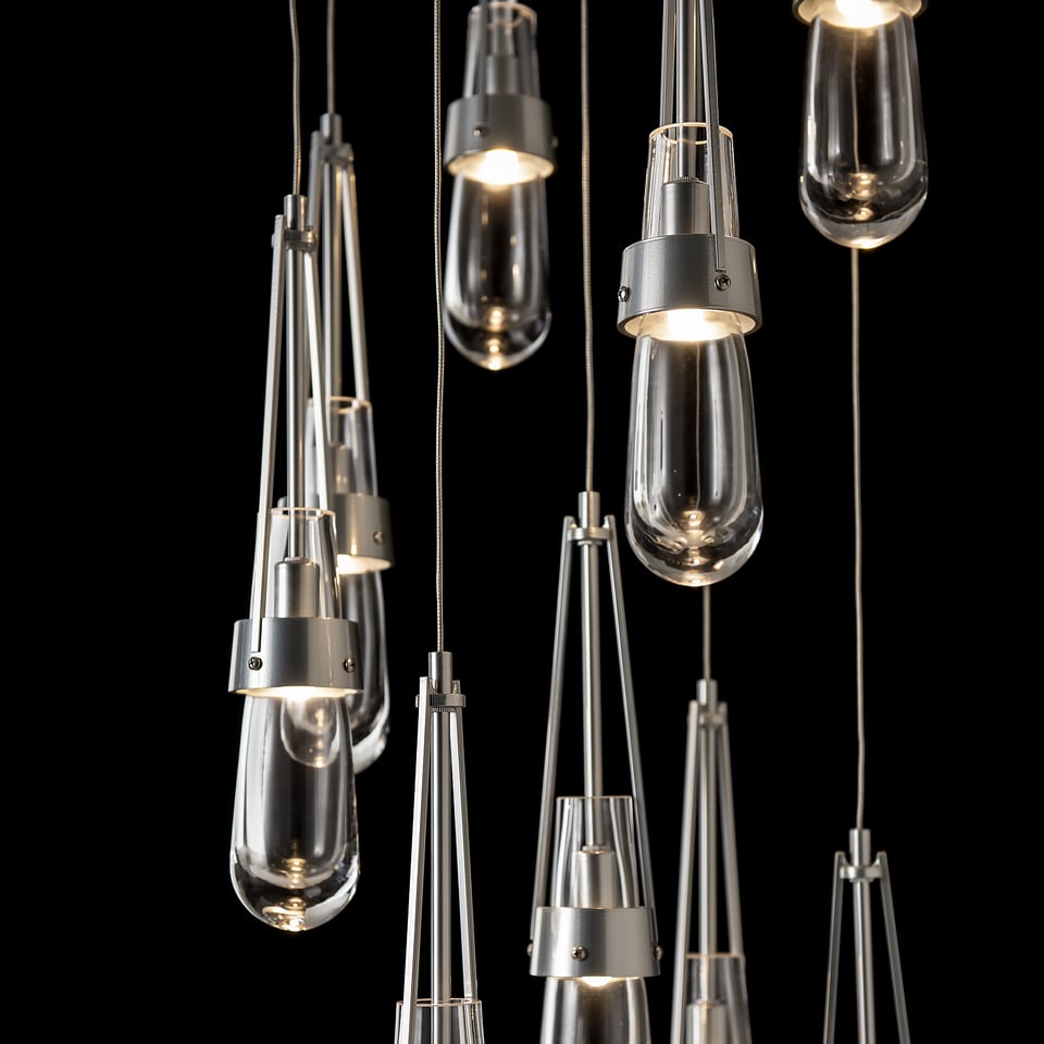 Link 9-Light Clear Glass Pendant by Hubbardton Forge - Dimmable, Versatile Design for Modern Spaces