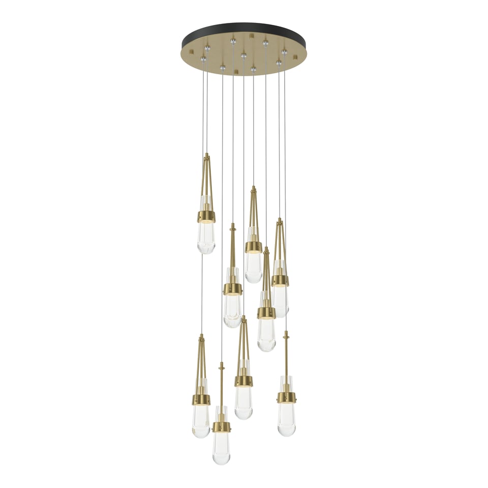 Link 9-Light Clear Glass Pendant by Hubbardton Forge - Dimmable, Versatile Design for Modern Spaces