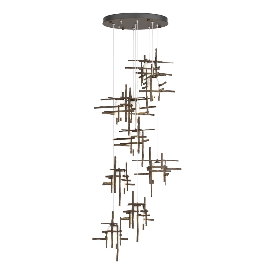 Tura 9-Light Frosted Glass Pendant by Hubbardton Forge - Handcrafted Modern Artistry and Dimmable Design