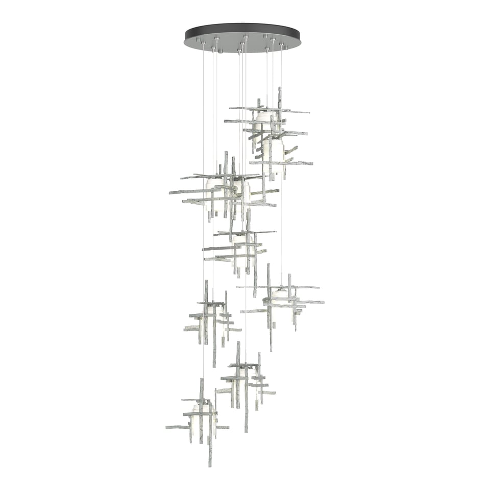 Tura 9-Light Frosted Glass Pendant by Hubbardton Forge - Handcrafted Modern Artistry and Dimmable Design