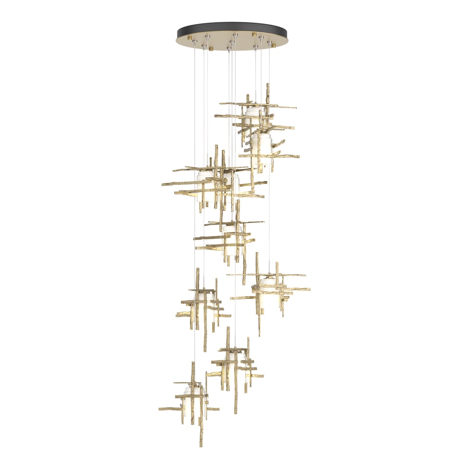 Tura 9-Light Frosted Glass Pendant by Hubbardton Forge - Handcrafted Modern Artistry and Dimmable Design