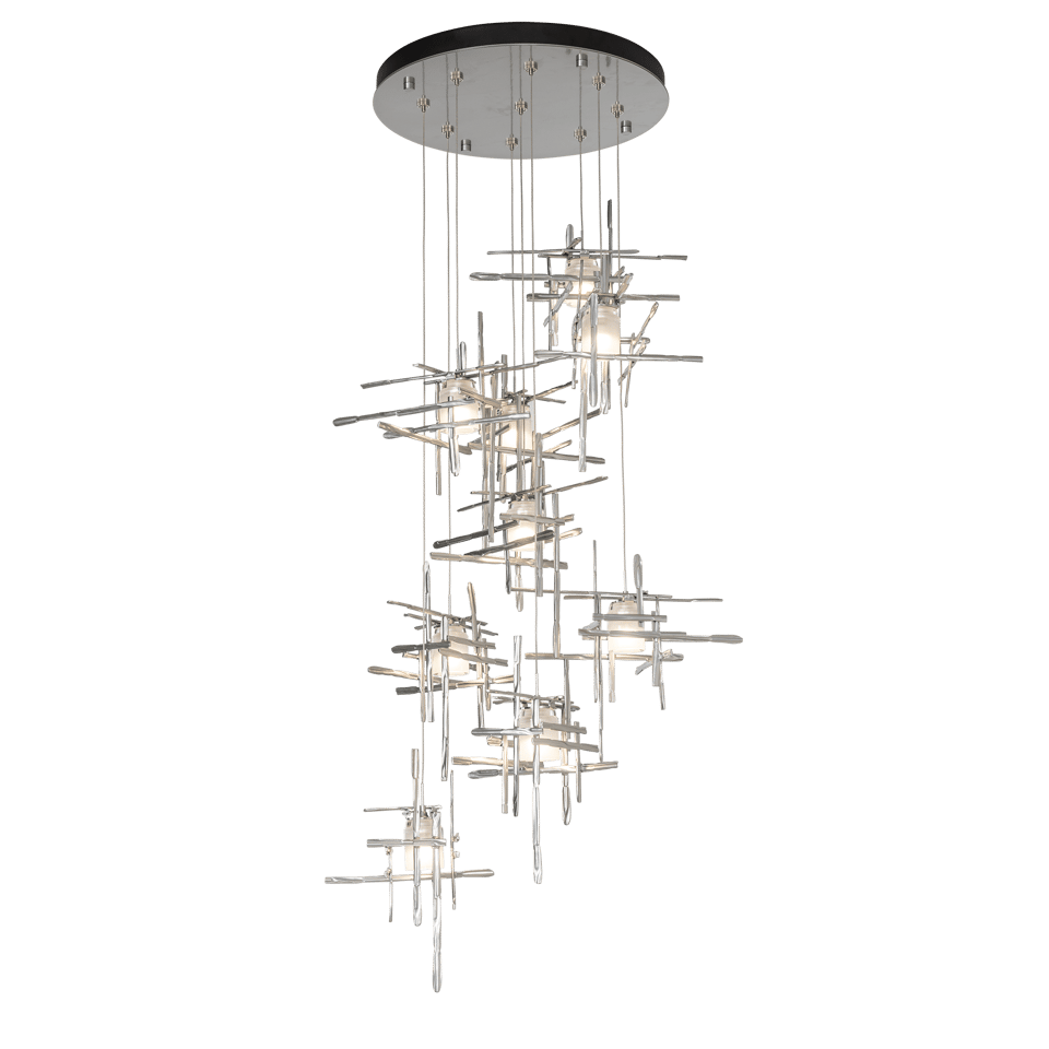 Tura 9-Light Frosted Glass Pendant by Hubbardton Forge - Handcrafted Modern Artistry and Dimmable Design