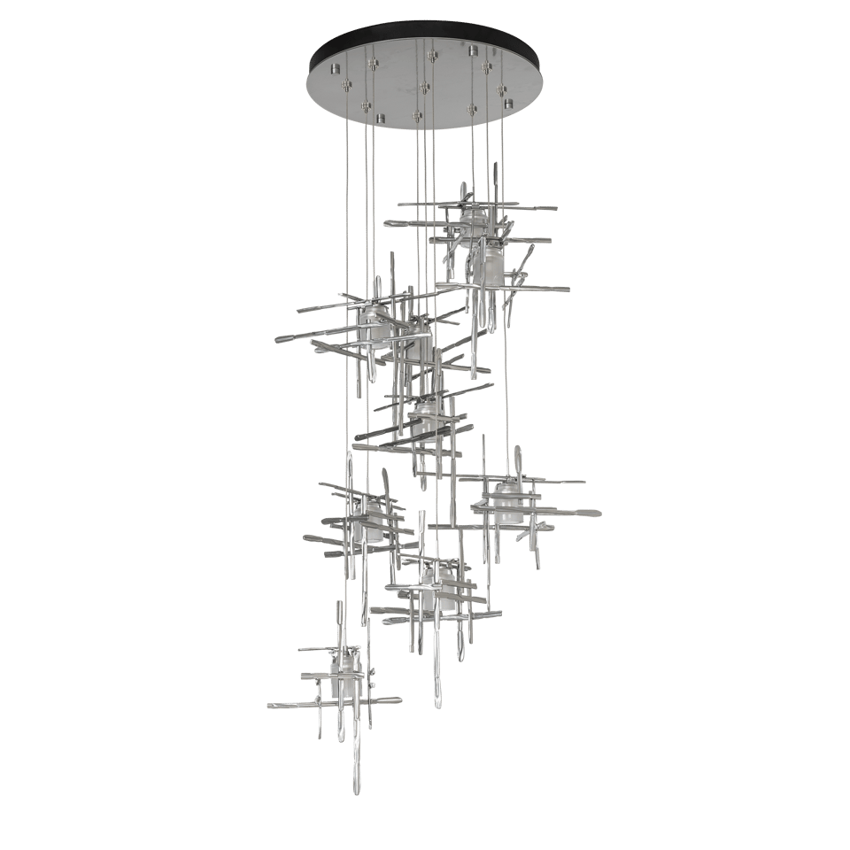 Tura 9-Light Frosted Glass Pendant by Hubbardton Forge - Handcrafted Modern Artistry and Dimmable Design