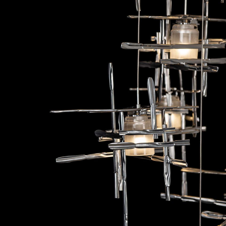 Tura 9-Light Frosted Glass Pendant by Hubbardton Forge - Handcrafted Modern Artistry and Dimmable Design