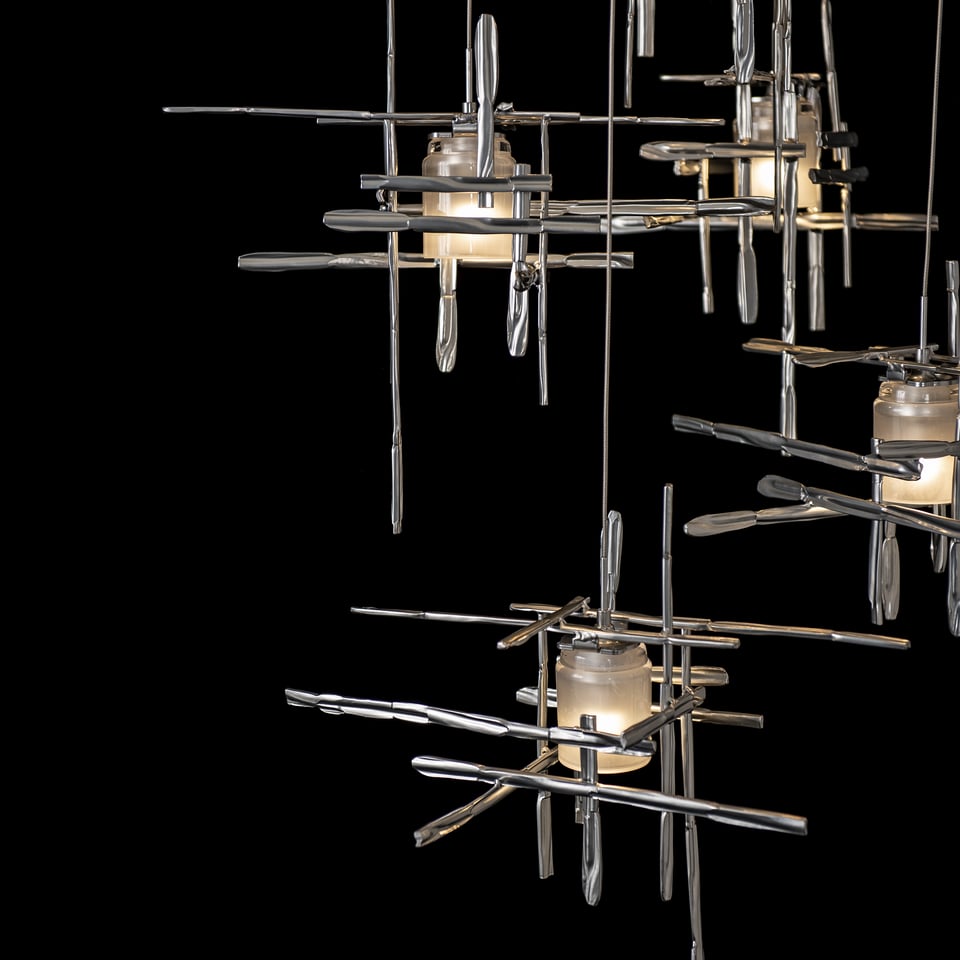 Tura 9-Light Frosted Glass Pendant by Hubbardton Forge - Handcrafted Modern Artistry and Dimmable Design