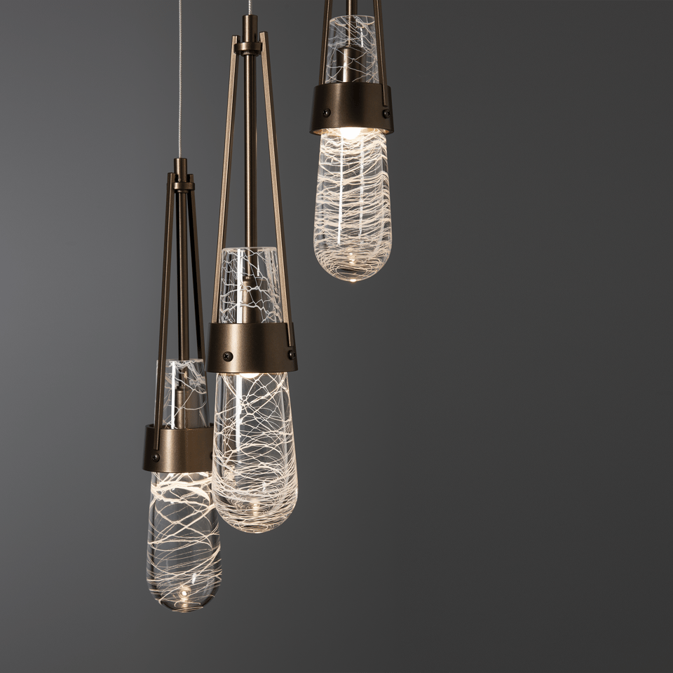 Hubbardton Forge Link 5-Light Blown Glass Pendant with Artisan Craftsmanship and Dimmable Feature