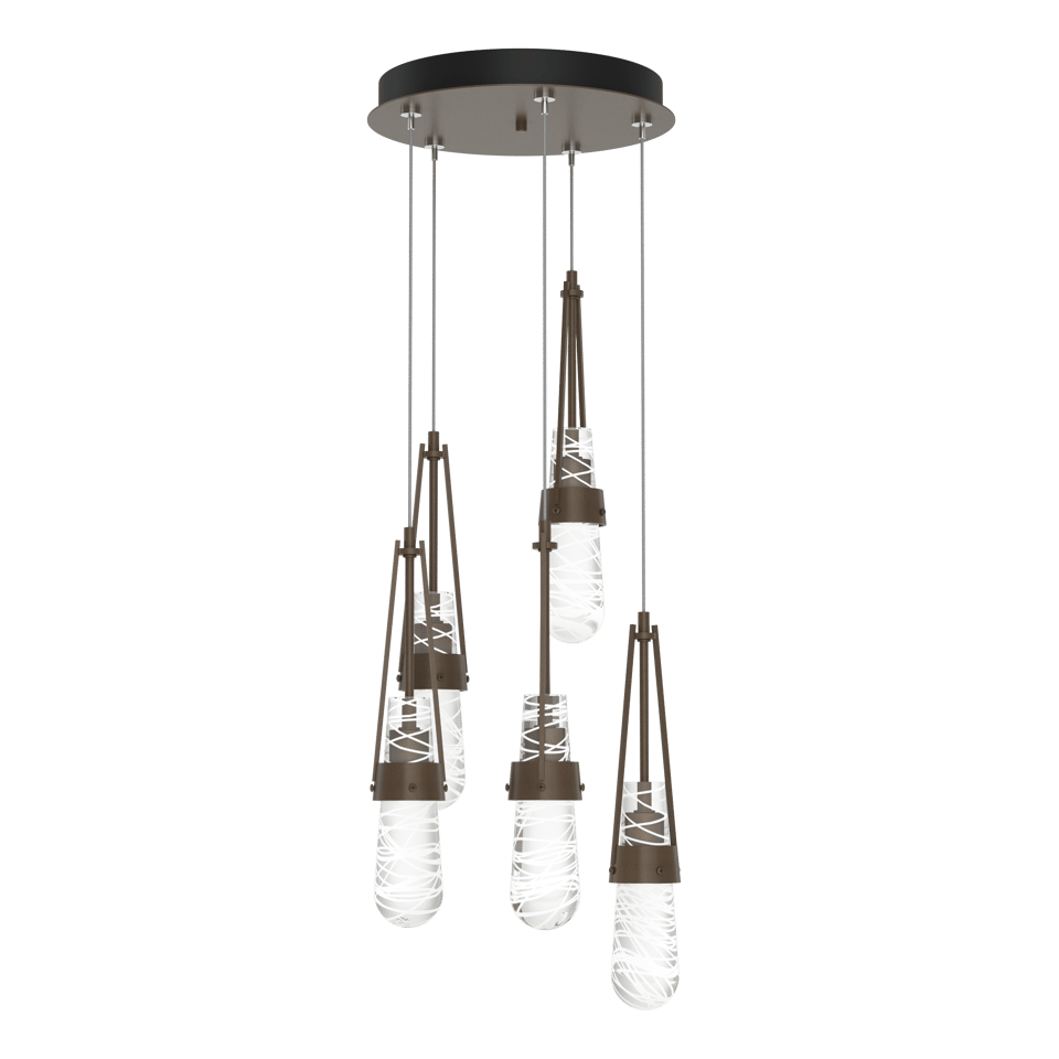 Hubbardton Forge Link 5-Light Blown Glass Pendant with Artisan Craftsmanship and Dimmable Feature