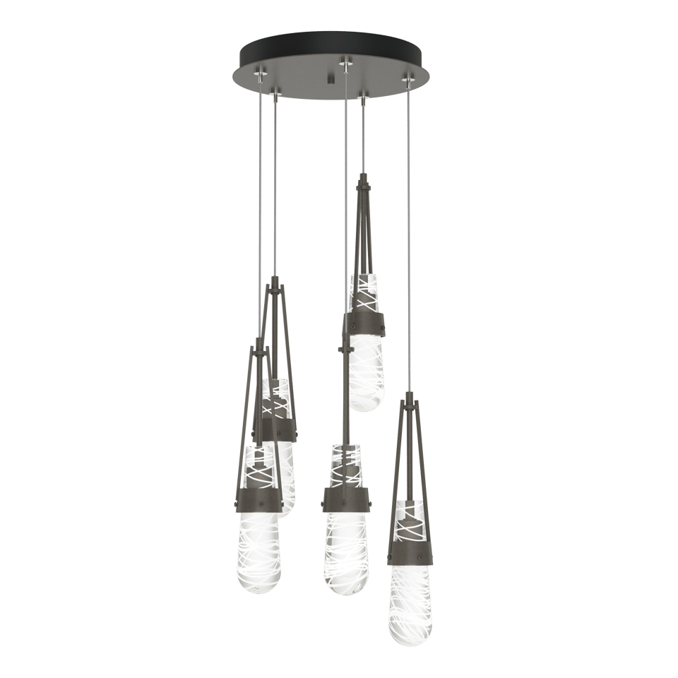 Hubbardton Forge Link 5-Light Blown Glass Pendant with Artisan Craftsmanship and Dimmable Feature