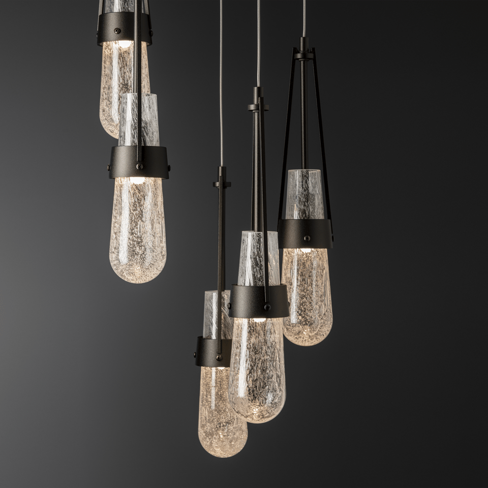 Hubbardton Forge Link 5-Light Blown Glass Pendant with Artisan Craftsmanship and Dimmable Feature