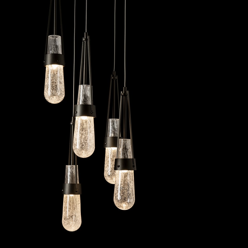 Hubbardton Forge Link 5-Light Blown Glass Pendant with Artisan Craftsmanship and Dimmable Feature