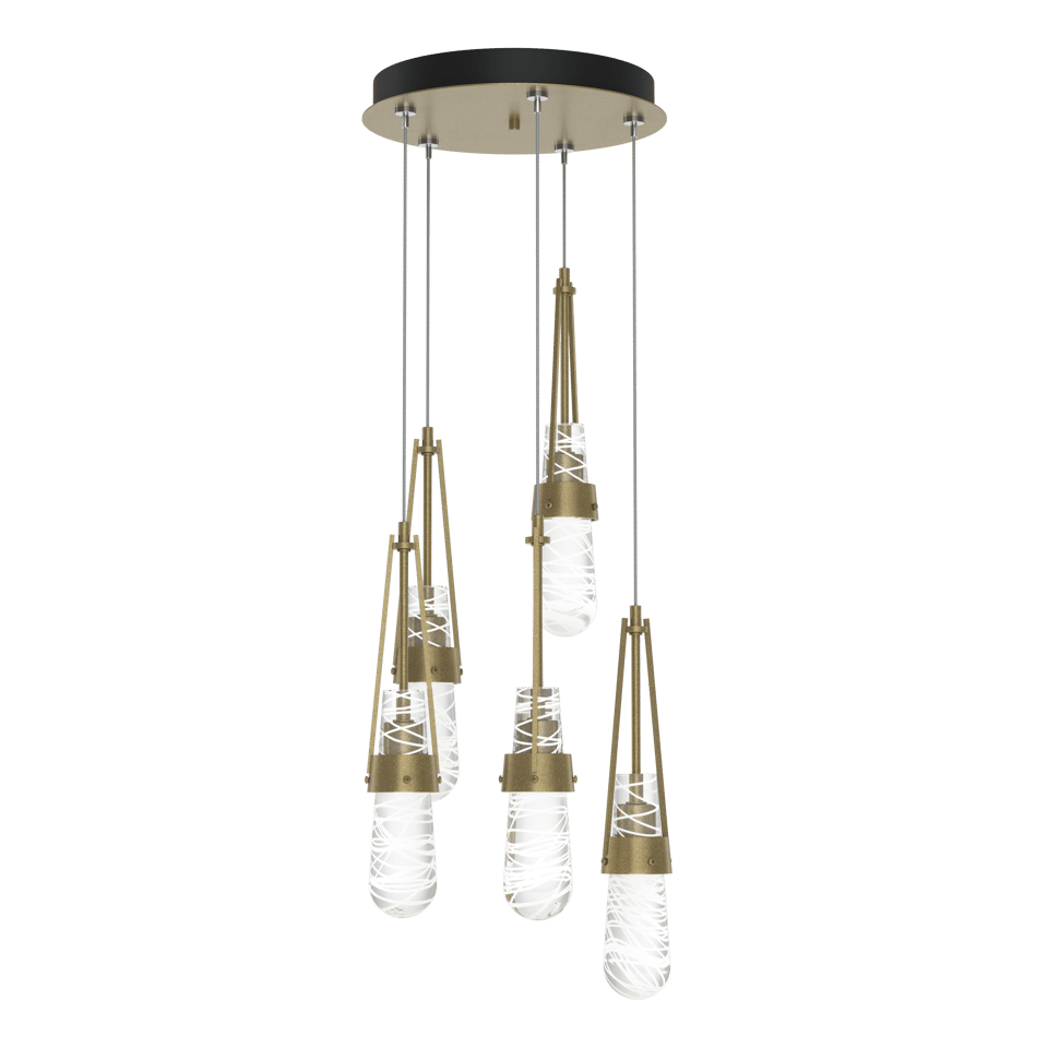 Hubbardton Forge Link 5-Light Blown Glass Pendant with Artisan Craftsmanship and Dimmable Feature