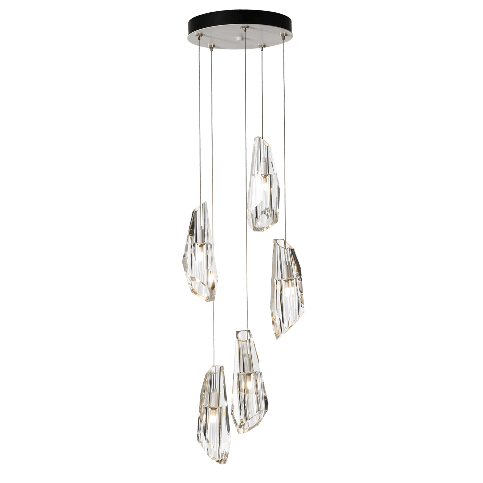 Luma 5-Light Pendant by Hubbardton Forge with Crystal Shades, Dimmable Feature, Multiple Finishes